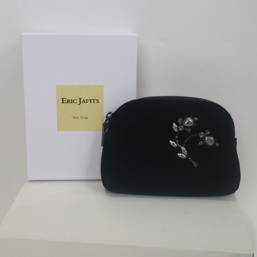 ❄️ Eric Javits Black Velvet Clutch Wristlet NIB Purse Evening Handbag Formal